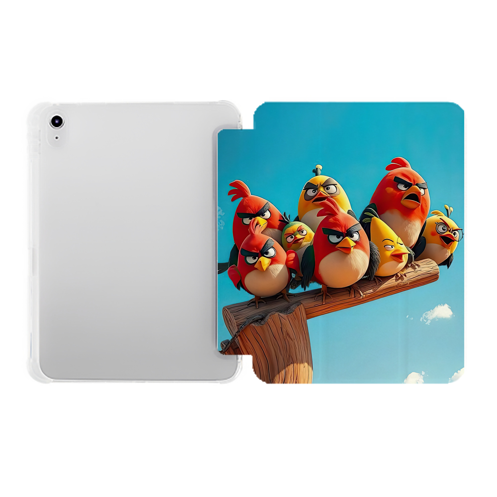 （画像用） Angry Birds アングリーバード IPad ケース ペン収納付き 三つ折りスタンド PUレザー×シリコン 対応機種9.5/10.5/10.9インチ